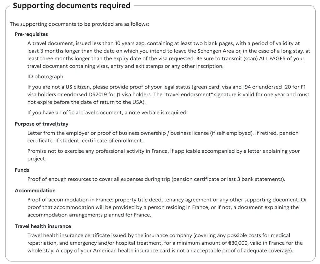 Image showing supporting documents required for the VLS-TS Visitor visa