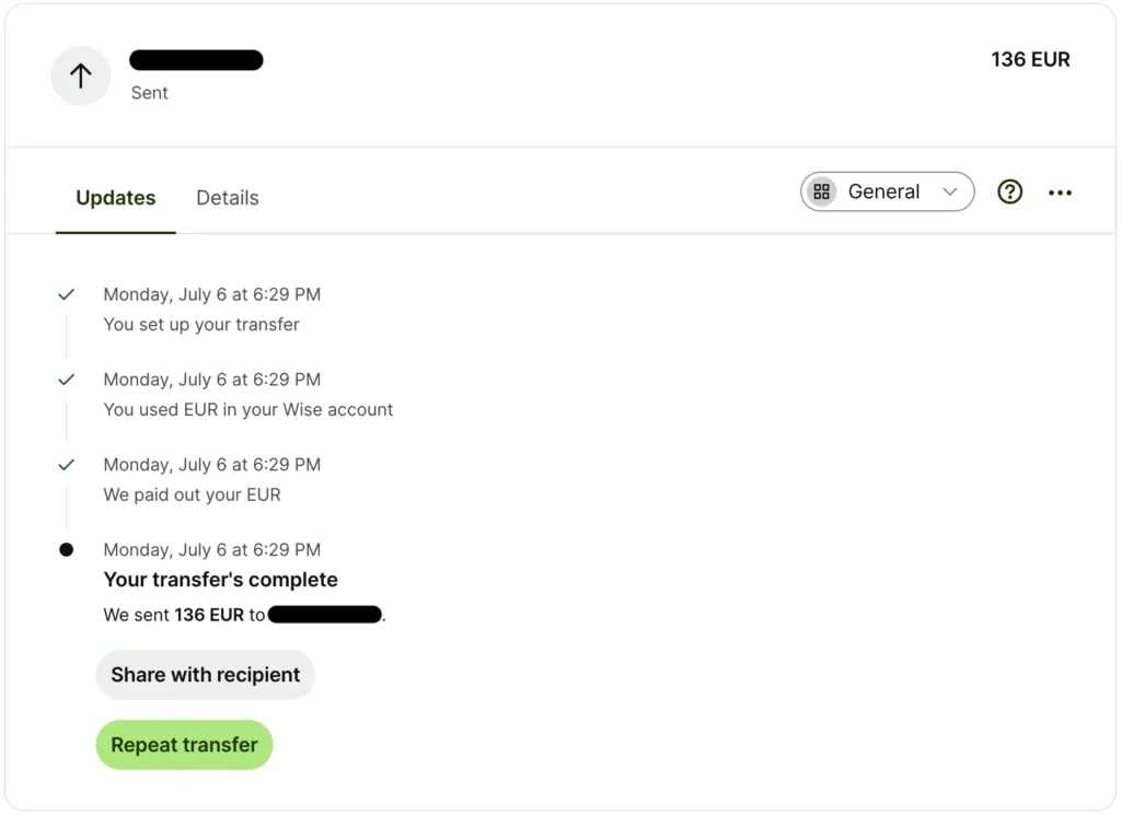 Wise transfer completing in less than 1 minute