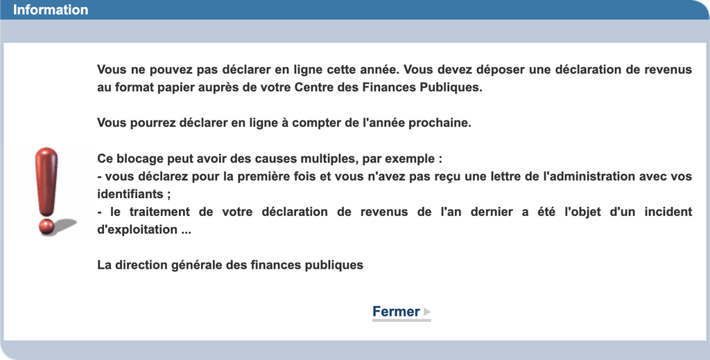 Error message in French when trying to do anything tax related online for the first year.