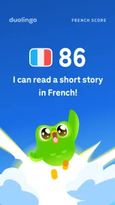 Personalized French score on Duolingo